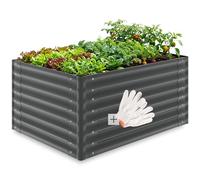 tectake® Jardiniere 120 x 100 x 62 cm, Plate-bande surélevée en acier, Potager surélevé, 1 paire de gants jardinage incluse, Carre Potager 720L, Lit de jardin, Jardiniere exterieur, Bac a fleur Jardin