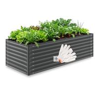 tectake® Jardiniere 200 x 80 x 62 cm, Plate-Bande surélevée en Acier, Potager surélevé, 1 Paire de Gants Jardinage Incluse, Carre Potager 970L, Lit de Jardin, Jardiniere Exterieur, Bac a Fleur Jardin