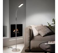 tectake® Lampadaire sur pied salon LED chambre Lampe sur pied dimmable 5 Modes avec tête fléxible, Luminaire moderne pour salon, bureau, chambre enfants, lit, chambre, Lampe de chevet LED - Argent