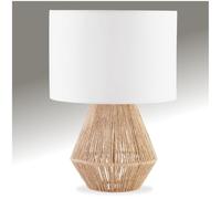 Luminaire - TECTAKE - Lampe de chevet LIGNEA LUX au style bohème avec grand abat-jour en tissu, 60W, Ø 32 x 45 cm - Marron/Blanc