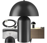 tectake® Lampe de chevet champignon rétro années 70 Lampe vintage à batterie, Rechargeable via USB-C, Lumiere ambiance fonction tactile, table de nuit, salon, chambre, bureau, dressing, allaitement