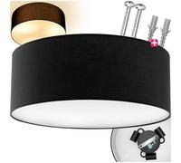 tectake® Lampe Luminaire Plafonnier Abat jour plafond en lin Luminaires intérieur Plafonnier chambre, salon, séjour, dressing, WC, couloir, salle de bain, chambre enfant, chambre bébé - Noir