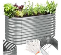 Jardinière - TECTAKE - Carré potager FLORMMA table, capacité 804 L, en acier galvanisé, gants inclus, 160 x 80 x 80 cm - Argent