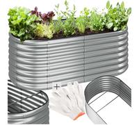 Jardinière - TECTAKE - Carré potager FLORMMA table, capacité 603 L, en acier galvanisé, gants inclus, 160 x 80 x 60 cm - Argent