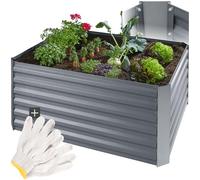 tectake® Lit de Jardin Carré Potager de Jardin surélevé, Bac à semis Jardiniere en Acier Massif résistant à la Rouille idéal aménagement Serre Jardiniere Exterieur Grande Taille 120x90x57cm