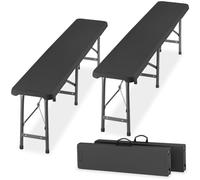 tectake® Lot 2 Bancs pliants de Camping 180cm, Charge Max. 500kg, Résistants aux intempéries, Rangement Compact Pratique et poignées de Transport, Banc Pliable Pique-Nique, Mobilier de Camping - Gris