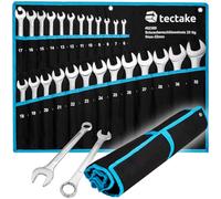 tectake® Lot 25 Clés mixtes Clés polygonales 6 à 32 mm en Acier-Carbone résistant, Jeu de clef plate Outils bricolage Outillage Outils Cle plate cle mixte, Trousse de rangement incluse, Noir/Bleu