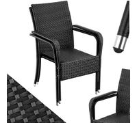 Chaises de jardin - TECTAKE - Lot de 2 fauteuils de repas d'extérieur en rotin résistants aux UVs 58 x 67 x 90 cm - Noir