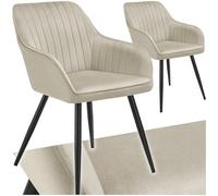tectake® Lot de 2 Chaise de Salle à Manger rembourrée Moderne Chaise Velours Fauteuil Salon Chaise Scandinave Pieds en Acier Élégant Chaises Coiffeuse, Chambre, Coiffeuse, Salon, Cuisine, Dressing