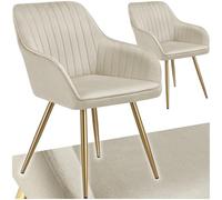 tectake® Lot de 2 Chaise de Salle à Manger rembourrée Moderne Chaise Velours Fauteuil Salon Chaise Scandinave Pieds en Acier, Chaise Coiffeuse, Chambre, Coiffeuse, Salon, Cuisine, Dressing