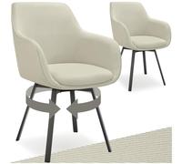 Chaise - TECTAKE - Lot de 2 fauteuils ALICON pivotants et rembourrés avec accoudoirs et dossier, 57 x 59 x 88 cm - Gris/Beige