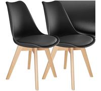 tectake® Lot de 2 Chaises de Salle à Manger Design Scandinave Chaise Confortable Rembourrée avec Pieds en Bois Massif Meuble Salon pour Salon, Coiffeuse, Chambre, Cuisine, Bureau, Cabinet