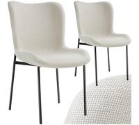tectake® Lot de 2 Chaises de Salle à Manger ergonomiques Design Chaise scandinave Confortable en Tissu, Pieds en Acier laqué Noir, Chaises Cosy pour Salon, Chambre, Coiffeuse, Chaise de Bureau