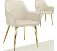 tectake® Lot de 2 Chaises de Salle à Manger rembourrées, Chaises Modernes, Fauteuil Salon, Chambre, Coiffeuse, Style Scandinave, Chaise ergonomique en velours avec Accoudoirs, Chaise Charge max.120 kg
