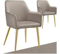 tectake® Lot de 2 Chaises de Salle à Manger rembourrées, Chaises Modernes, Fauteuil Salon, Chambre, Coiffeuse, Style Scandinave, Chaise ergonomique en velours avec Accoudoirs, Chaise Charge max.120 kg