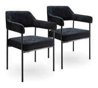 tectake® Lot de 2 Chaises de Salle à Manger rembourrées Modernes Chaise Tissu Fauteuil Salon Chaise Scandinave Pieds en Acier Élégant avec Accoudoirs pour Coiffeuse, Chambre, Coiffeuse