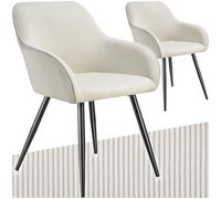tectake® Lot de 2 Chaises de Salle à Manger rembourrées Modernes Chaise Velours côtelé Fauteuil Salon Scandinave Pieds en Acier Élégant avec Accoudoirs Chaise pour Coiffeuse, Chambre