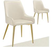 tectake® Lot de 2 Chaises de Salle à Manger rembourrées Modernes Chaise Velours Fauteuil Salon Chaise Scandinave Pieds en Acier Élégant avec Accoudoirs pour Coiffeuse, Chambre