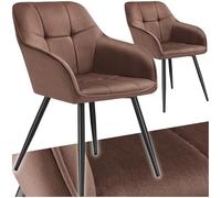 Lot 2 chaises rembourrées en velours matelassé et dossier continu brun