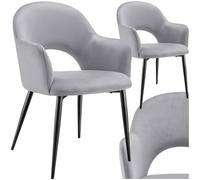 Fauteuil en velours et rembourré Lot de 2 gris clair