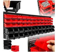 tectake® Lot de 2 Étagère murale avec 60 Boîtes de rangement empilables Meuble de rangement Outillage pour bricolage Rangement Atelier garage Rangement mural de visserie & clous Organisation du garage