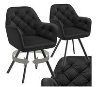 tectake® Lot de 2 Fauteuil pivotant rembourré, accoudoirs, Motif matelassé