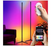 tectake® Lot de 2 Lampadaire LED 16 millions de couleurs 200 modes lumineux, Lampe LED Salon, Bureau, Chambre, hauteur réglable, Commande par télécommande, interrupteur, Smartphone, Mode musique