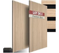 tectake® Lot de 2 Panneaux Acoustiques muraux et pour plafond, en Bois MDF, 110 x 50 x 1,8 cm, Feutre insonorisant, Panneau Mural decoratif pour Isolation phonique Chambre, Bureau, Studio de musique