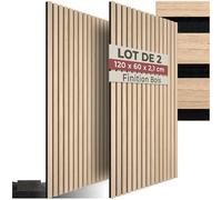 tectake® Lot de 2 panneaux acoustiques muraux et pour plafond, en Bois MDF, 120 x 60 x 2,1 cm par panneau mural decoratif pour isolation phonique Chambre, Bureau, Studio de musique Decoration murale