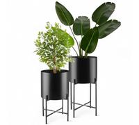 tectake® Lot de 2 Support Plantes Interieur et Extérieur, Diamètre intérieur Pot Plante 25 cm, Hauteur 56 cm, Support Plante et Fleur en acier, Cache Pot amovibles, Decoration Salon, Balcon, Terrasse