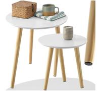 tectake® Lot de 2 Table d'appoint Ronde 2 Tailles Table de Nuit Moderne Design scandinave Bout de canape Table de Salon Basse Meuble d'appoint pour Salon, Chambre, Bureau, Dressing, Table de Chevet