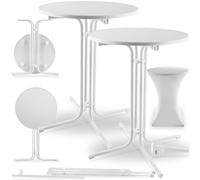 tectake® Lot de 2 Table Pliante Mange Debout Bistrot Table de Bar Ronde Acier laqué Ø 90cm x 110 cm Housse Mange Debout Incluse pour Réception Mariage Anniversaire Fête de Jardin Mobilier Exterieur
