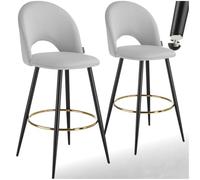 tectake® Lot de 2 Tabouret Bar Aspect Velours Chaise de Bar avec Repose-Pieds Chaise Haute Cuisine pour îlot Central H110cm Rembourrée avec Dossier Tabouret Haut Cuisine comptoir Bar