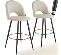 tectake® Lot de 2 Tabouret Bar Aspect Velours Chaise de Bar avec Repose-Pieds Chaise Haute Cuisine pour îlot Central H110cm Rembourrée avec Dossier Tabouret Haut Cuisine comptoir Bar