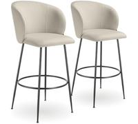 tectake® Lot de 2 Tabouret Bar Aspect Velours Chaise de Bar avec Repose-Pieds Chaise Haute Cuisine pour îlot Central H106cm Rembourrée avec Dossier Tabouret Haut Cuisine comptoir