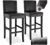 tectake® Lot de 2 Tabouret Bar en Bois & Cuir synthétique Chaise de Bar Chaise Haute Cuisine pour Ilot Central Rembourrée avec Dossier Tabouret Haut Comptoir Bar Salon