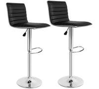 tectake® Lot de 2 Tabourets de Bar 38 x 40 x 109, Chaises Hautes avec Repose Pieds, Tabouret Bar Pivotant à 360°, Chaise Haute Cuisine Réglable en Hauteur, Tabouret Haut, Siège et Dossier rembourrés