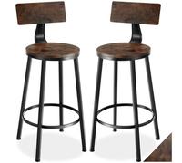 tectake® Lot de 2 Tabourets de Bar Ø54 x 101,5 cm, Chaise Haute Cuisine Tabouret de Bar avec Repose Pied Style Industriel Tabouret Cuisine Chaises Hautes Chaise Mange Debout Tabourets, Bois Foncé