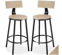 tectake® Lot de 2 Tabourets de Bar Ø54 x 101,5 cm, Chaise Haute Cuisine Tabouret de Bar avec Repose Pied Style Industriel Tabouret Cuisine Chaises Hautes Chaise Mange Debout Tabourets, Bois Clair