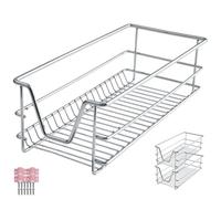 tectake® Lot de 2 Tiroir coulissant Cuisine, 30 cm, Organisateur placard, Tiroirs/Paniers télescopiques en acier, Rangement Cuisine, Dressing, Chambre, Garde manger, Bureau, Rangement sous evier