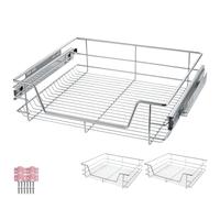 tectake® Lot de 2 Tiroir coulissant Cuisine, 60 cm, Organisateur placard, Tiroirs/Paniers télescopiques en acier, Rangement Cuisine, Dressing, Chambre, Garde manger, Bureau, Rangement sous evier