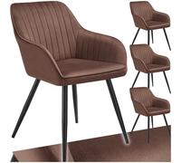 tectake® Lot de 4 Chaise de Salle à Manger rembourrée Moderne Chaise Velours Fauteuil Salon Chaise Scandinave Pieds en Acier Élégant Chaise Coiffeuse, Chambre, Coiffeuse, Salon, Cuisine, Dressing