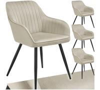 tectake® Lot de 4 Chaise de Salle à Manger rembourrée Moderne Chaise Velours Fauteuil Salon Chaise Scandinave Pieds en Acier Élégant Chaises Coiffeuse, Chambre, Coiffeuse, Salon, Cuisine, Dressing