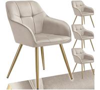 tectake® Lot de 4 Chaise de Salle à Manger rembourrée Moderne Chaise Velours Matelassé Fauteuil Salon Chaise Scandinave Pieds en Acier, Chaise Coiffeuse, Chambre, Coiffeuse, Salon, Dressing