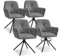 tectake® Lot de 4 Chaise pivotante de Salle à Manger Moderne Fauteuil salon Velours Chaise Ergonomique Rembourrée & Confortable pour Salle à manger, salon, coiffeuse, dressing, bureau, chambre cuisine