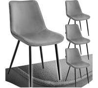 tectake® Lot de 4 Chaises de Salle à Manger Chaises Rembourrées Chaise Ergonomique Velours Fauteuil Salon Style Scandinave Pieds en Metal Noir Chaise Coiffeuse, Chambre, Salon, Bureau, Cabinet