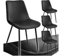 tectake® Lot de 4 Chaises de Salle à Manger Chaises Rembourrées Chaise Ergonomique Velours Fauteuil Salon Style Scandinave Pieds en Metal Noir Chaise Coiffeuse, Chambre, Salon, Bureau, Cabinet