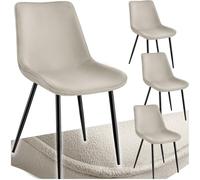 tectake® Lot de 4 Chaises de Salle à Manger Chaises Rembourrées Chaise Ergonomique Velours Fauteuil Salon Style Scandinave Pieds en Metal Noir Chaise Coiffeuse, Chambre, Salon, Bureau, Cabinet