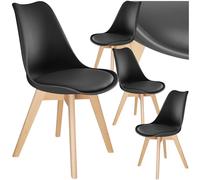 tectake® Lot de 4 Chaises de Salle à Manger Design Scandinave Chaise Confortable Rembourrée avec Pieds en Bois Massif Meuble Salon pour Salon, Coiffeuse, Chambre, Cuisine, Bureau, Cabinet