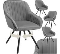 Chaise - TECTAKE - Lot de 4 fauteuils SNUG pivotants avec accoudoirs, aspect velours rembourré, 58 x 58 x 82 cm - Gris